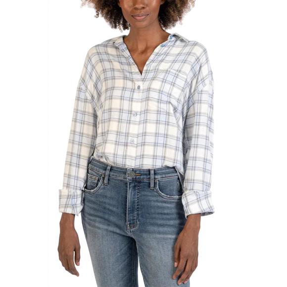 KUT FROM THE KLOTH Tops - NEW KUT FROM THE KLOTH alcott crop button down in blue